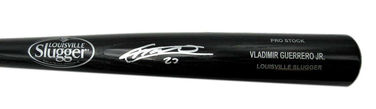 Vladimir Guerrero Jr. Blue Jays Signed Engraved Black Baseball Bat BAS 162334