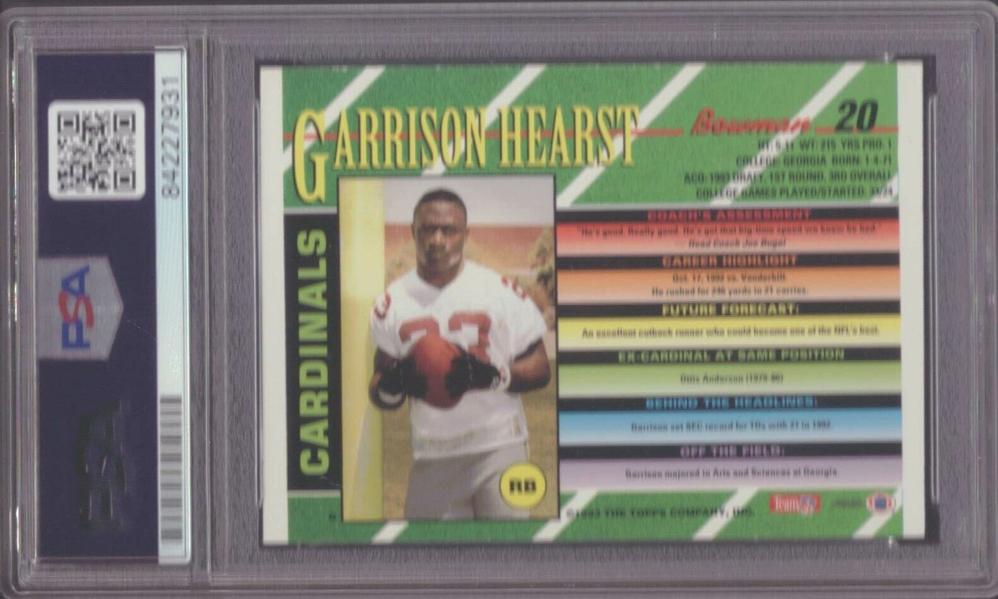 1993 Bowman #20 Garrison Hearst Cardinals Signed/Auto Card PSA/DNA 152524