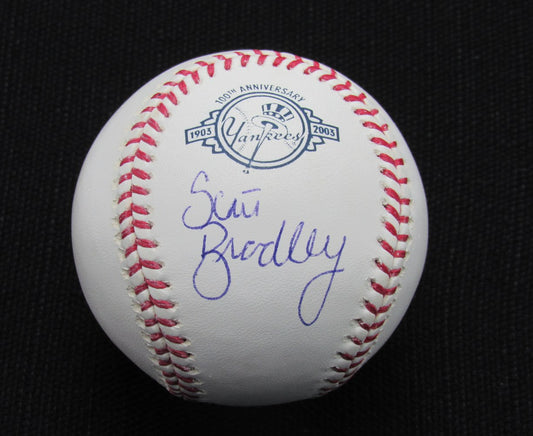 Scott Bradley Signed/Auto Yankees 100th OML Baseball MAB 187049