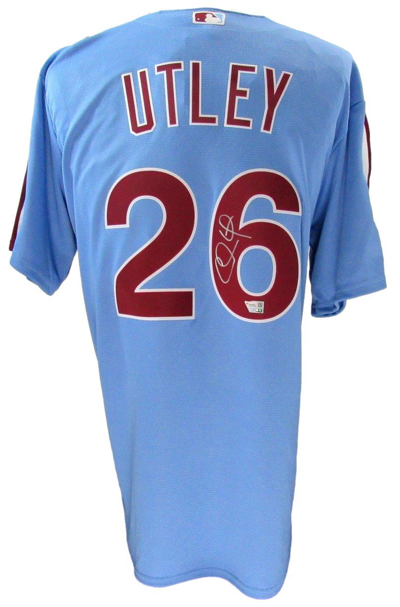 Chase Utley Signed Blue Nike Baseball Jersey Phillies Size XL Fanatics 187365