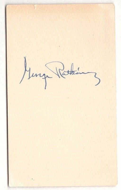 George Ratkovicz Signed/Autographed 3x5 Vintage Index Card d.2007 129885