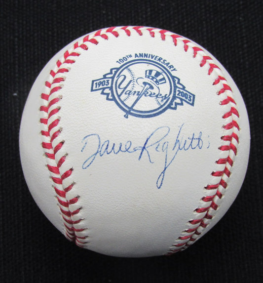 Dave Righetti Signed/Auto Yankees 100th OML Baseball JSA  186926