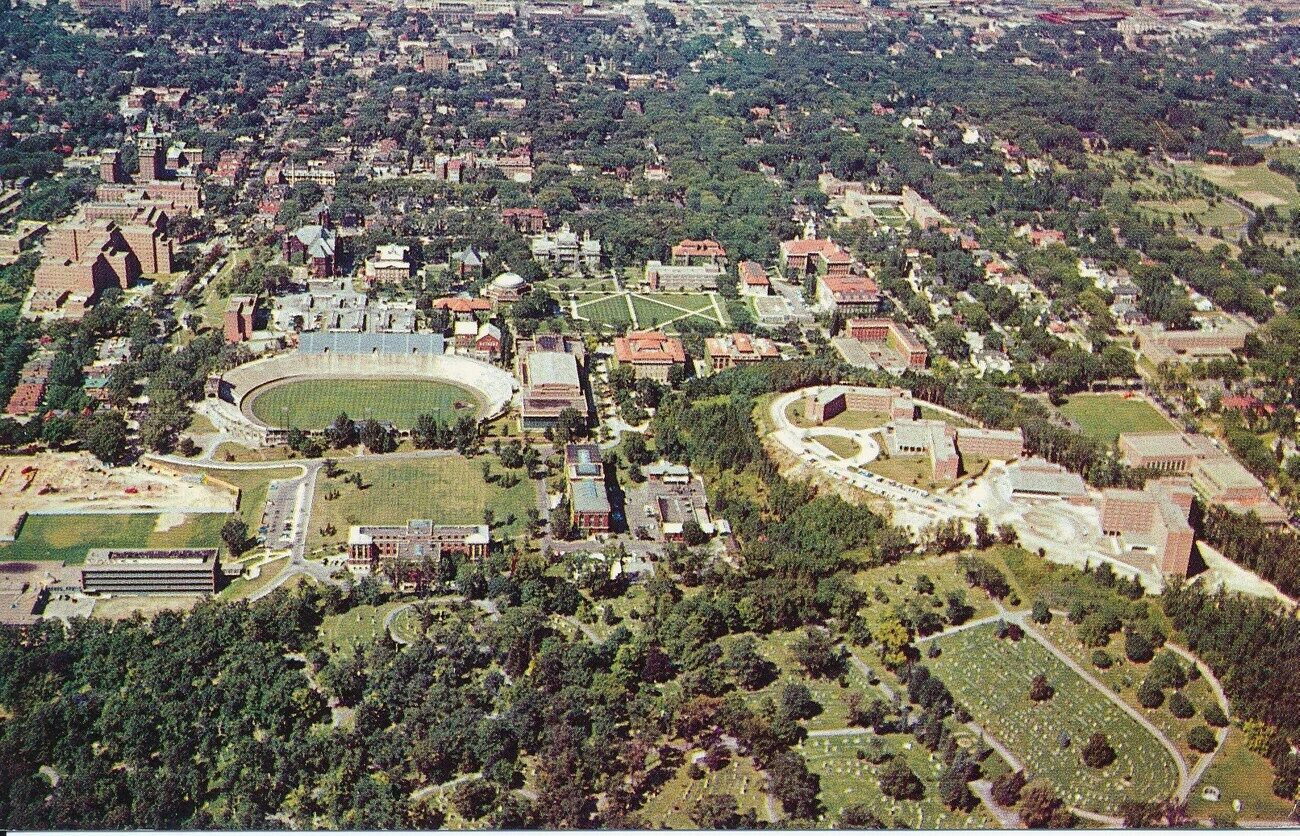 Vintage Football Themed Post Card of Syracuse University Campus 149138