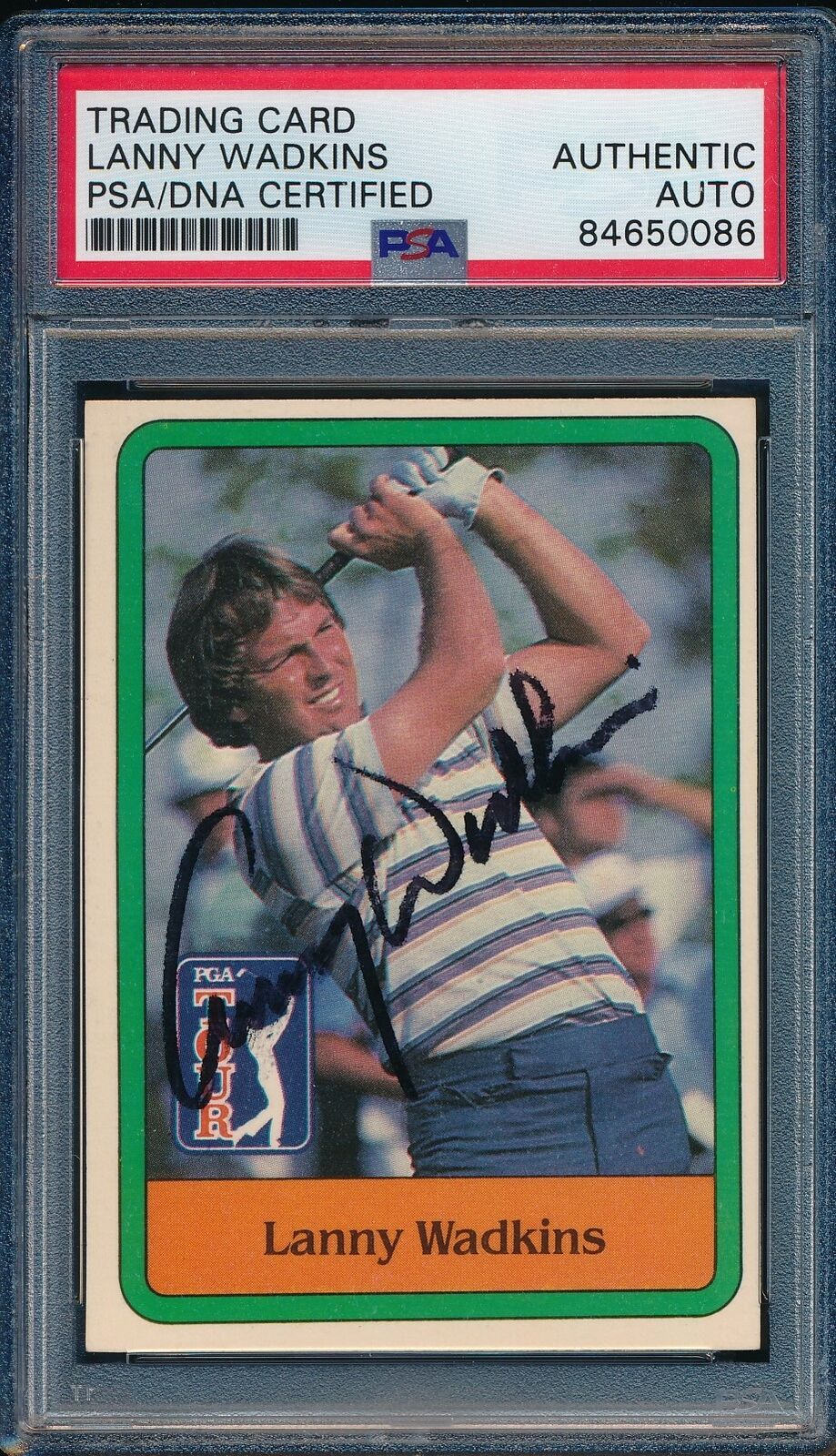 1981 DONRUSS PGA Lanny Wadkins #58 Authentic Card Signed PSA/DNA