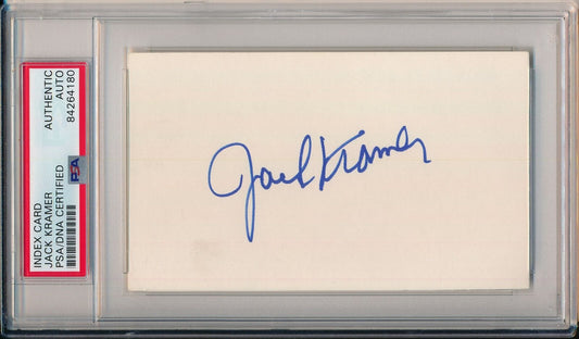 Jack Kramer HOF Tennis Champ Signed/Autographed 3x5 Index Card PSA/DNA 156376