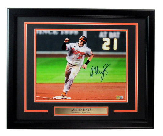 Austin Hays Signed 11x14 Photo Baltimore Orioles Framed Beckett 187163