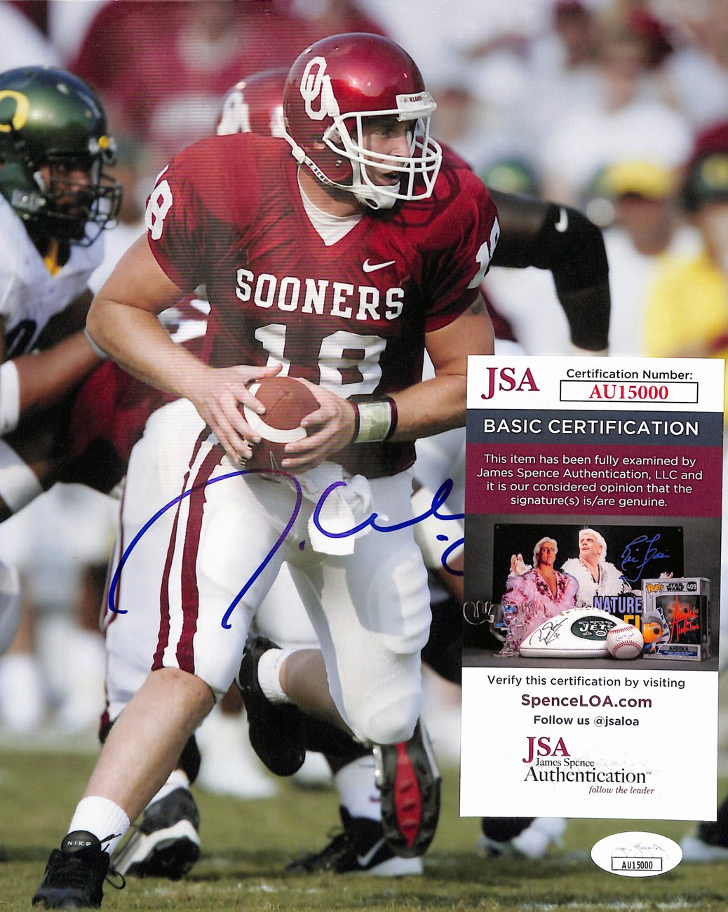 Jason White Signed/Autographed 8x10 Photo Oklahoma 2003 Heisman JSA 190182