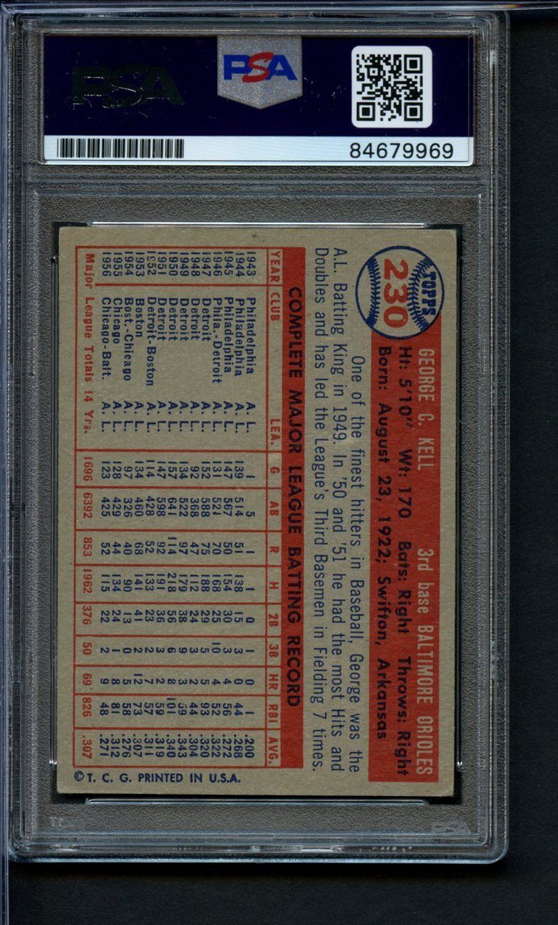 1957 TOPPS George Kell HOF #230 Card Signed Orioles PSA/DNA GEM MINT 10