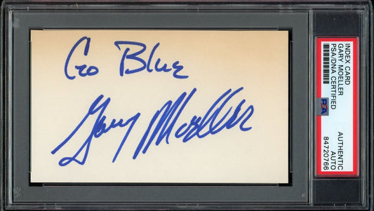 Gary Moeller CHOF Autographed Index Card Michigan PSA/DNA