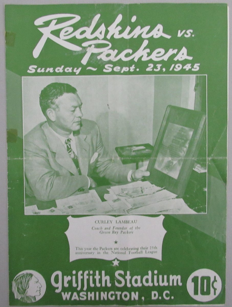 September 23, 1945 Redskins vs. Packers Football Program RARE War Time 192268