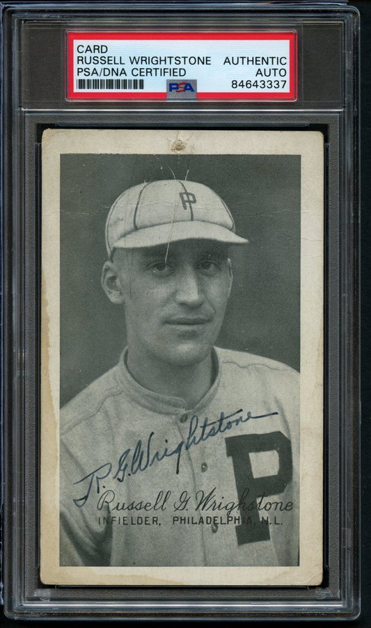 Russell Wrightstone Autographed 1923-24 Exhibit Post Card Phillies PSA/DNA