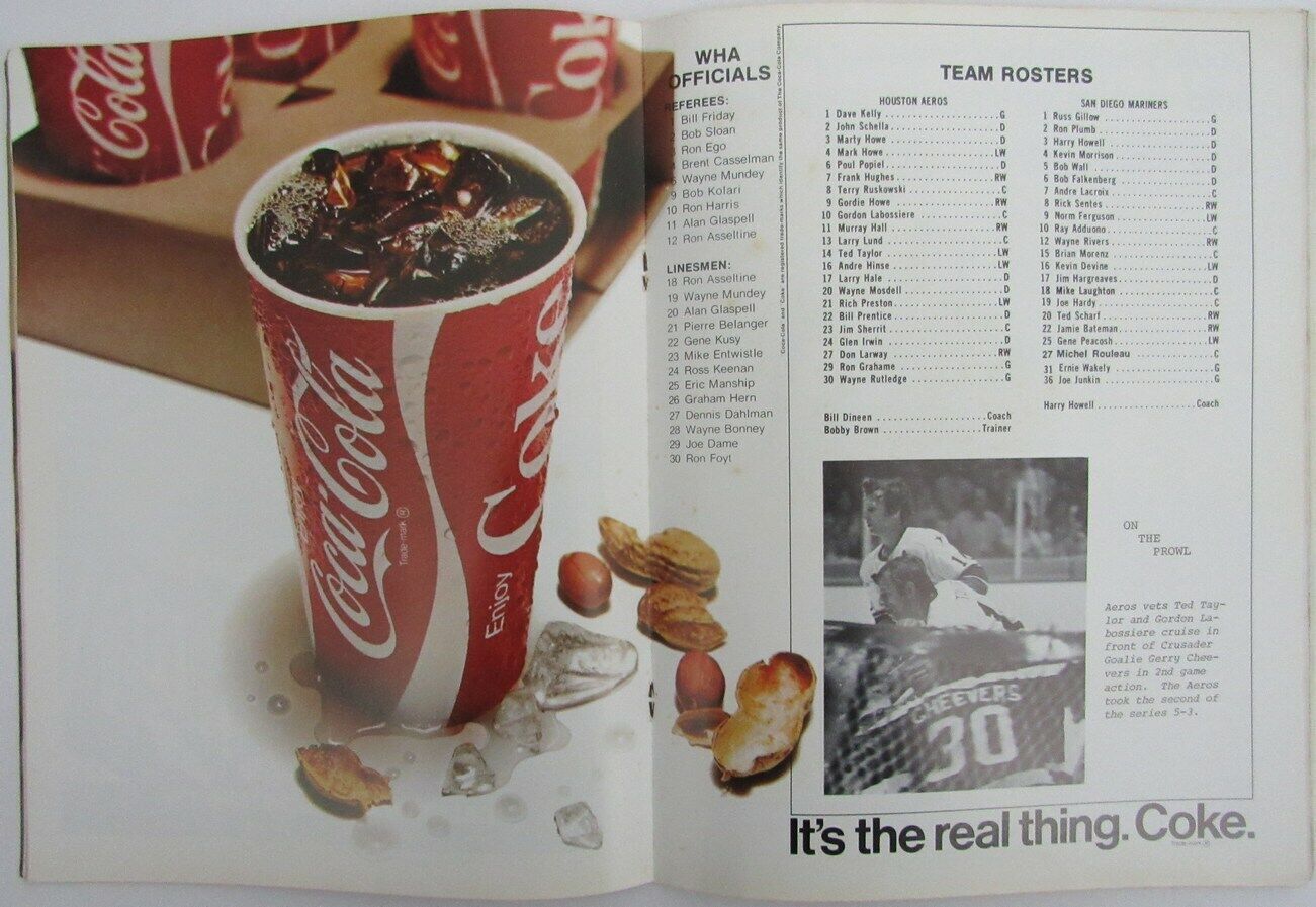 1975 Houston Aeros vs. San Diego Mariners WHA AVCO Cup Playoff Program 150615