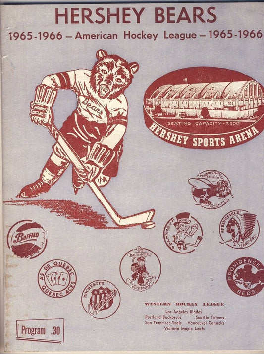 Hershey Bears 4/2 1966 Program vs. Pittsburgh AHL 127994