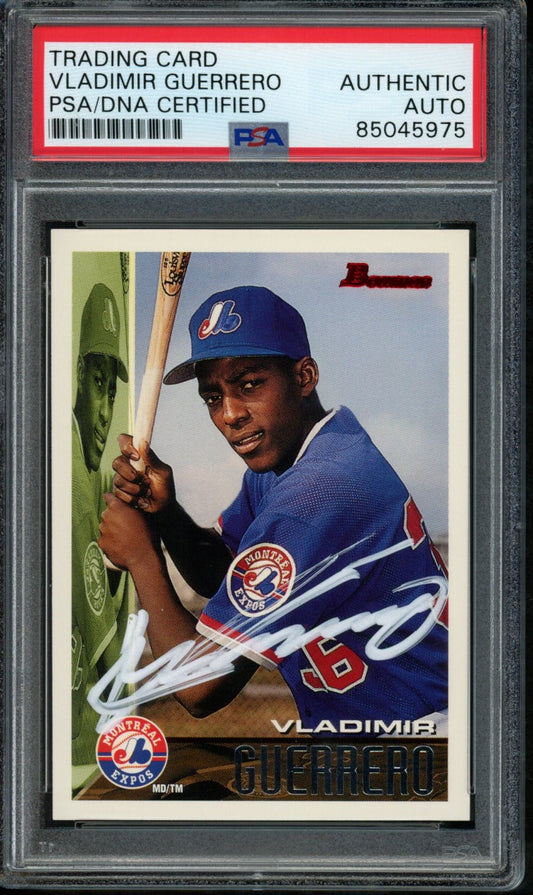 Vladimir Guerrero Montreal Expos Autographed 1995 Bowman Rookie Card #90 PSA/DNA