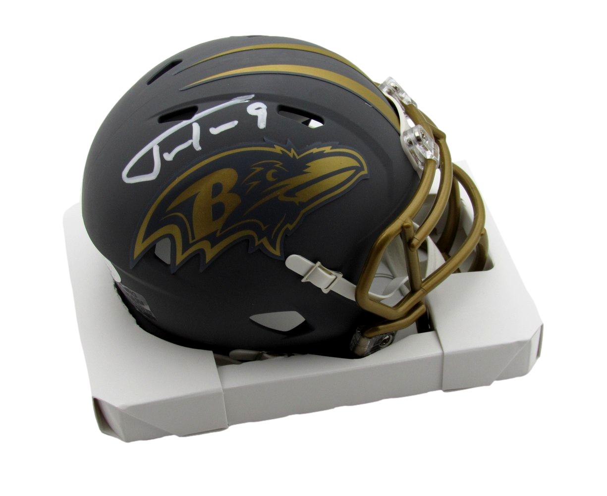 Justin Tucker Signed/Autographed Slate Mini Football Helmet Ravens JSA 189757