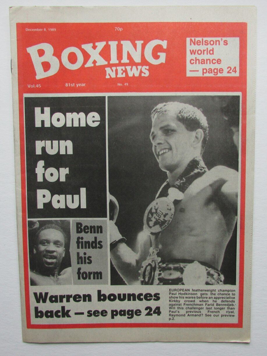 December 8, 1989 Boxing News Magazine Paul Hodkinson