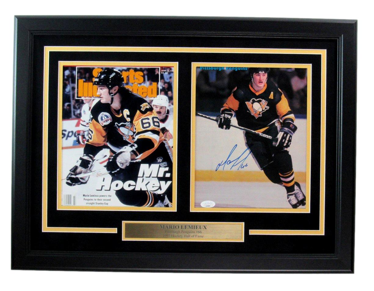 Mario Lemieux HOF Signed 8x10 Photo Collage Penguins Framed JSA 187190