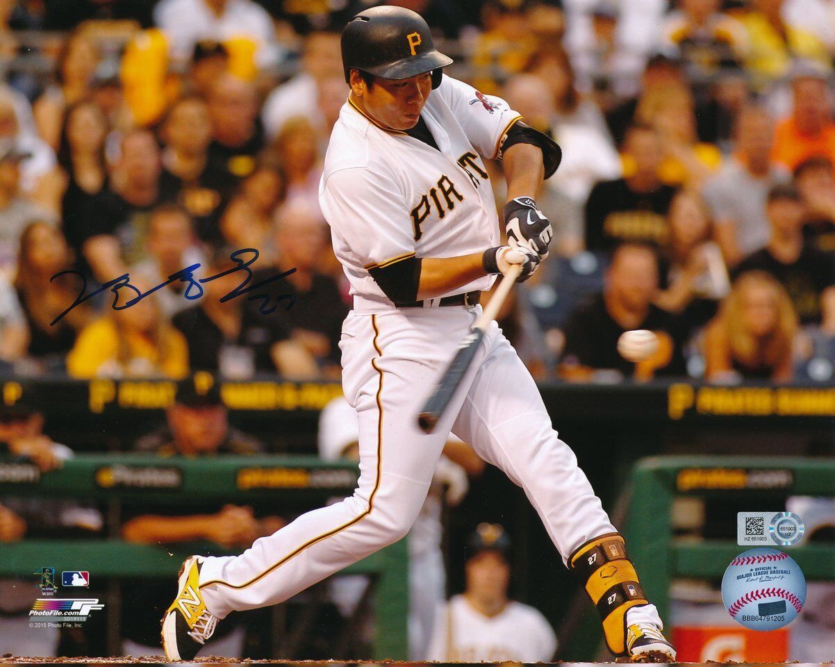 Jung-Ho Kang Pittsburgh Pirates Blue Signed 8x10 Color Hit Photo MLB HOLO 137127