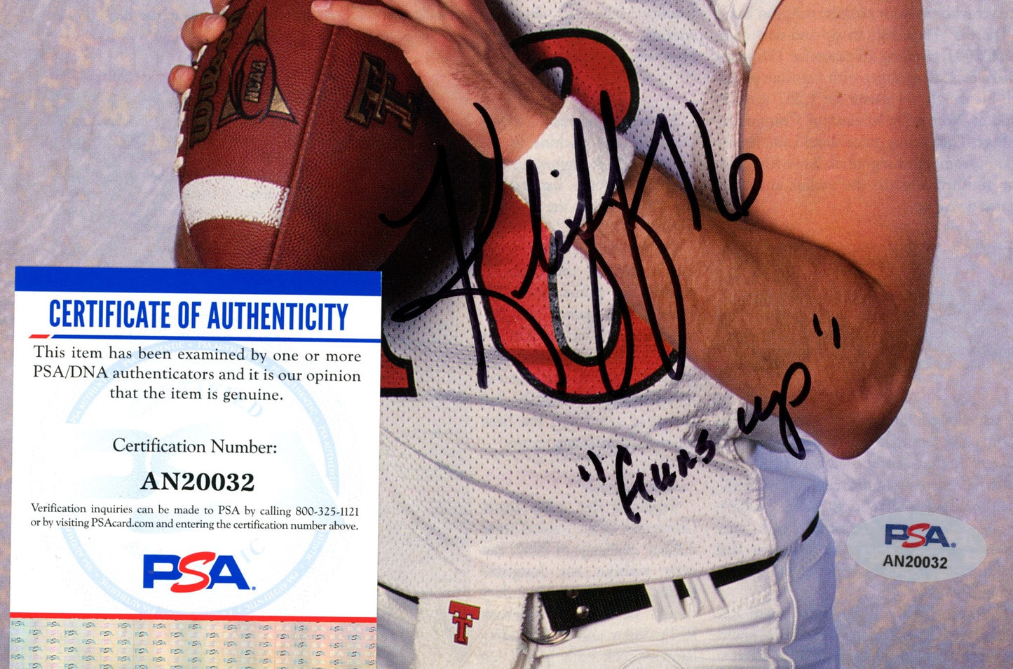 Kliff Kingsbury Signed/Inscribed 8x10 Magazine Photo Texas Tech PSA/DNA 188077