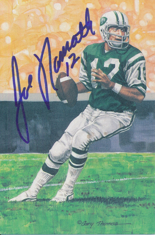 Joe Namath HOF Jets Signed 1990 GLAC/Goal Line Art Postcard PSA/DNA 186312