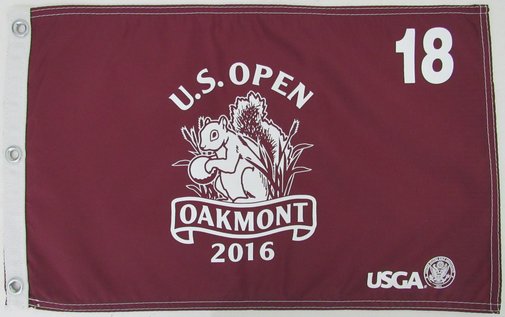 2016 U.S. Open Oakmont 22x14 Maroon Hole 18 Pin Flag 189934