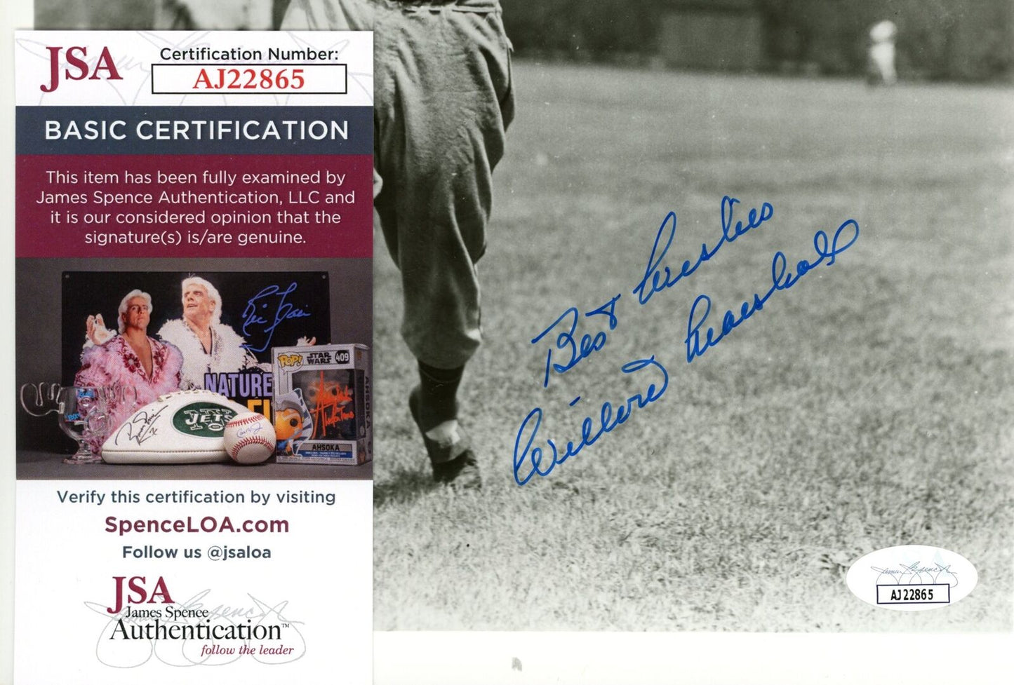 Willard Marshall Autographed 8x10 Photo New York Giants JSA 177882