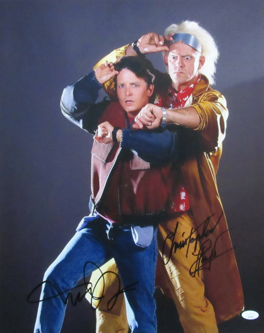 Michael J Fox/Christopher Lloyd Auto/Sign 16x20 Photo Back to Future JSA 174009