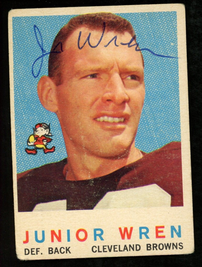 1959 TOPPS Football Card #169 Signed/Auto Junior Wren Cleveland Browns