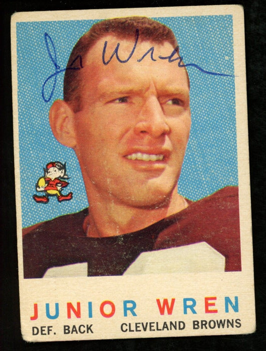 1959 TOPPS Football Card #169 Signed/Auto Junior Wren Cleveland Browns