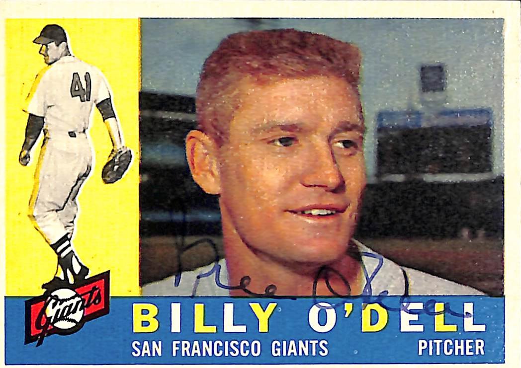 1960 TOPPS #303 Billy O'Dell San Francisco Giants Signed/Auto Card 190990