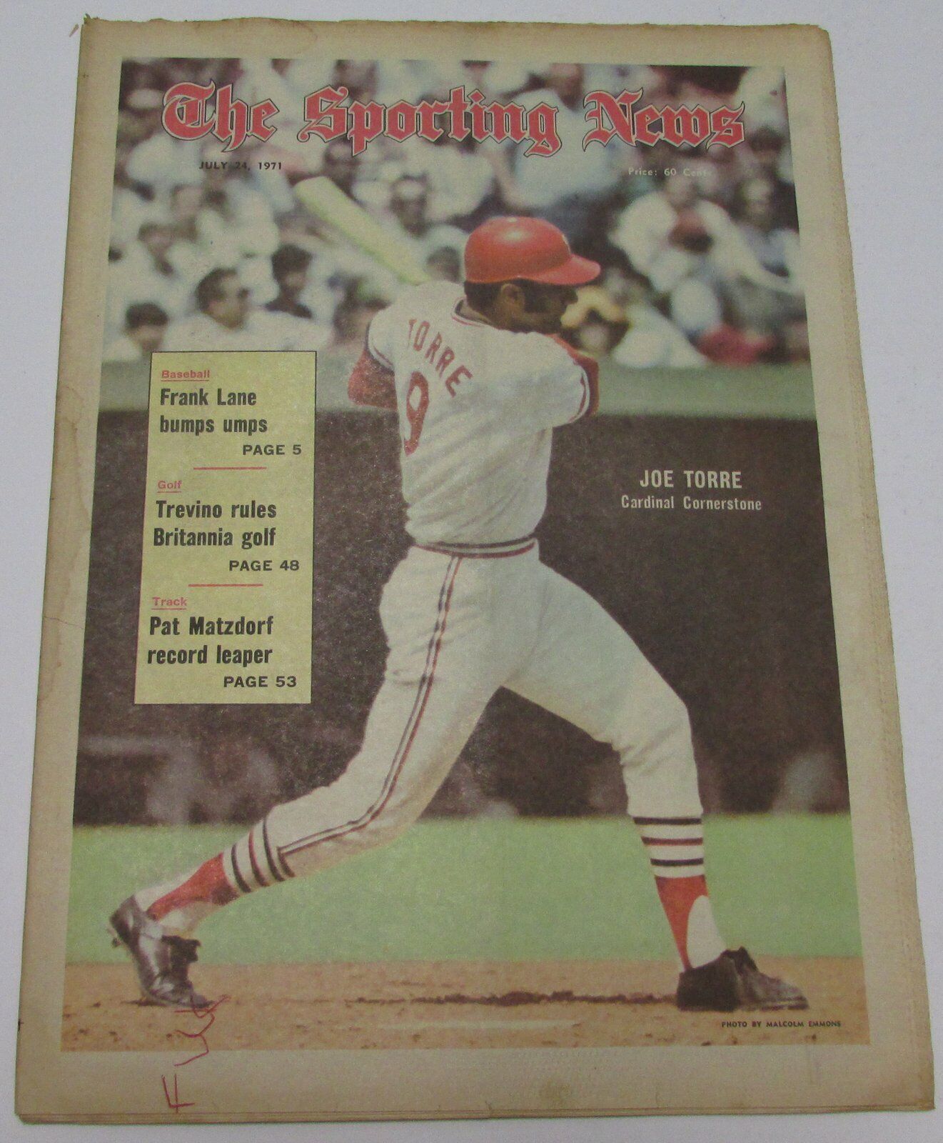 Joe Torre St. Louis Cardinals July 24, 1971 Sporting News Cover 144670