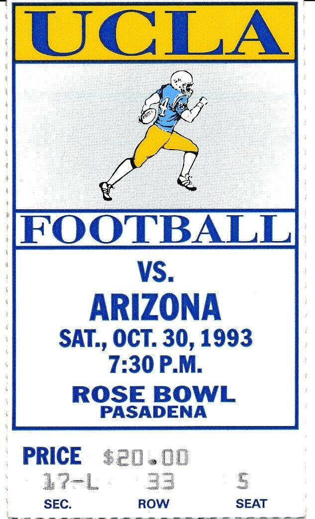 1993 UCLA Bruins vs. University of Arizona Football Game Ticket Stub 148588