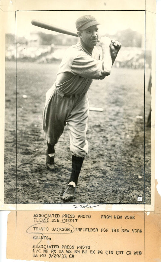 Travis Jackson 6x8 B/W 1933 Press Wire Photo New York Giants