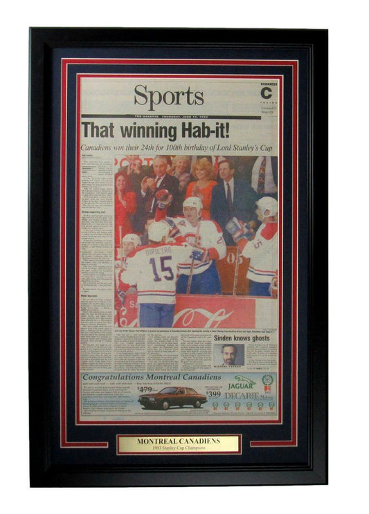 Montreal Canadiens 1993 Stanley Cup Champs The Gazette Newspaper Framed 166090