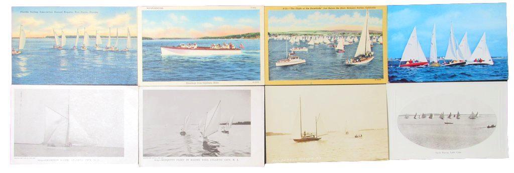 Lot of (8) Vintage Sailing Theme Postcards