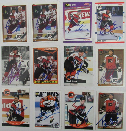 Lot of 12 Signed/Auto Philadelphia Flyers 1990-92 NHL Trading Cards 159337