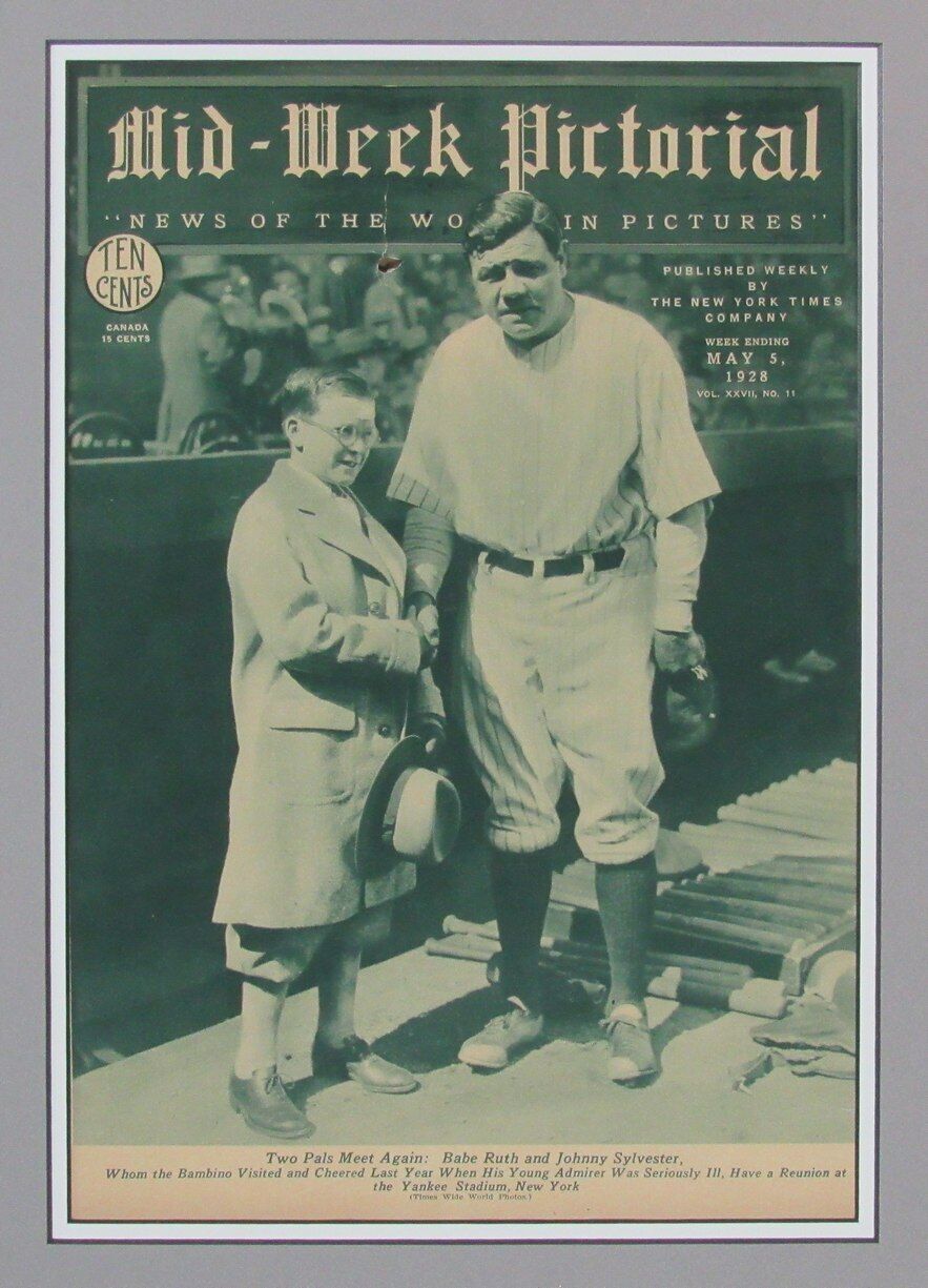 Mid-Week Pictorial Newspaper May 5, 1928 Babe Ruth New York Yankees Framed