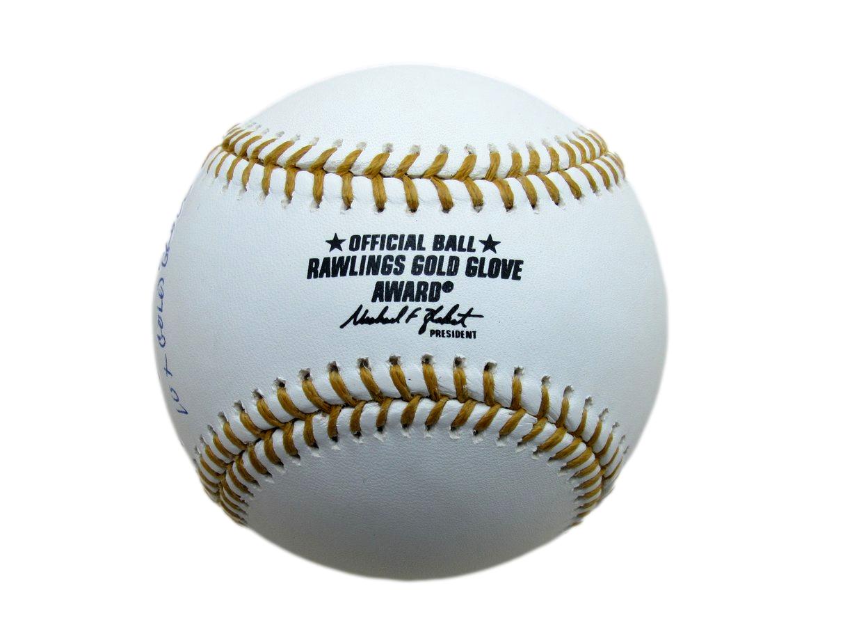 Roberto Alomar Autographed/Inscr Gold Glove Award Baseball Blue Jays JSA 187616
