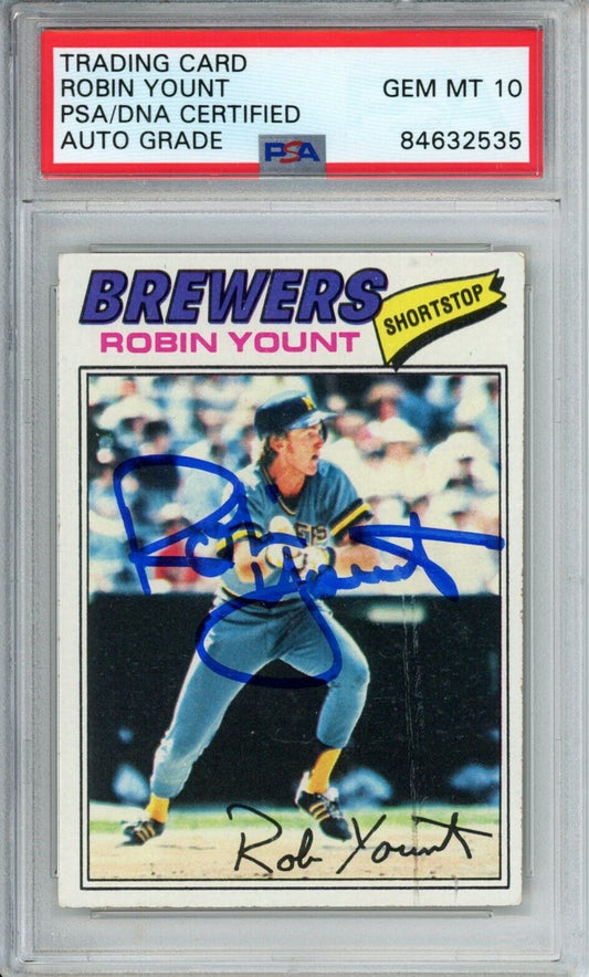 1977 Topps Robin Yount HOF #635 Card Signed Brewers PSA/DNA GEM MINT 10