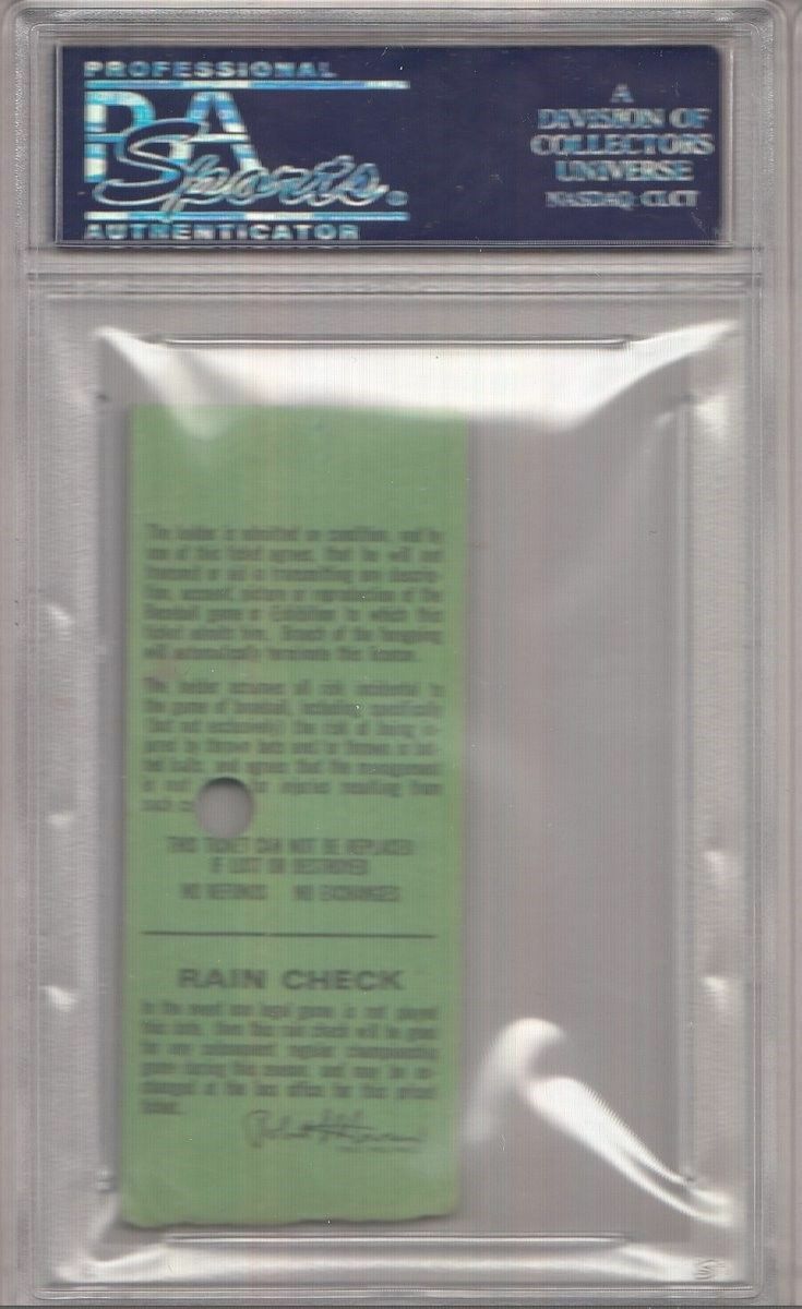 Eddie Mathews Manager Debut 1972 Atlanta Braves Slab Ticket Stub PSA 132085