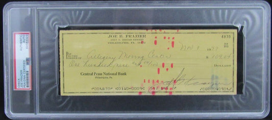 Joe Frazier Boxing Champ Signed/Autographed 1977 Bank Check PSA/DNA 167500