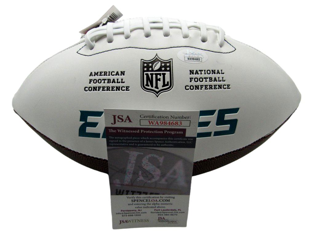 Jordan Mailata Autographed White Philadelphia Eagles Logo Football JSA 183555