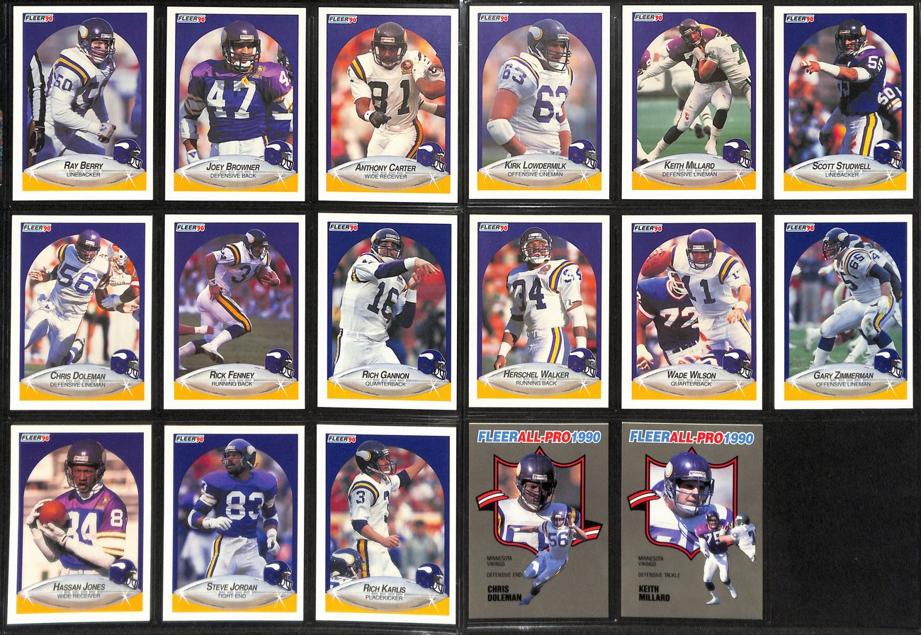 Lot of 14 Minnesota Vikings Late 80's/Early 90's Complete Team Sets 189281