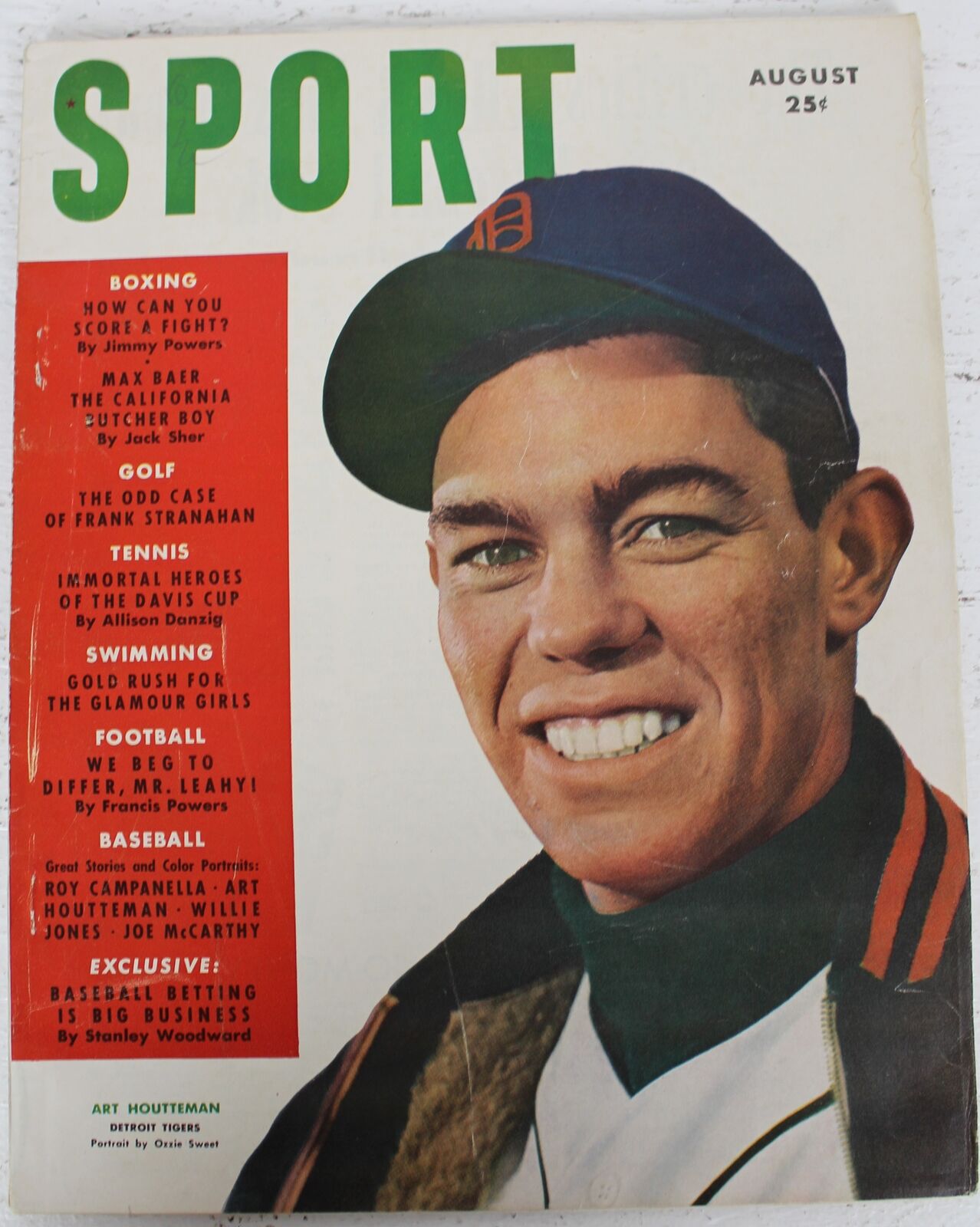 1950 Sport Magazine August Art Houtteman Det. Tigers on Cover NO LABEL 136122