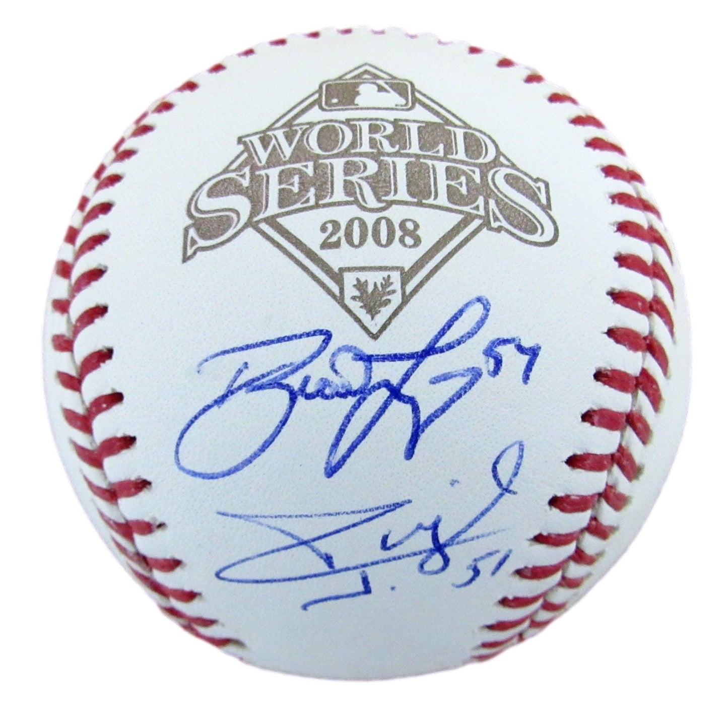 Carlos Ruiz/Brad Lidge Phillies Signed 2008 WORLD SERIES Baseball JSA 183560