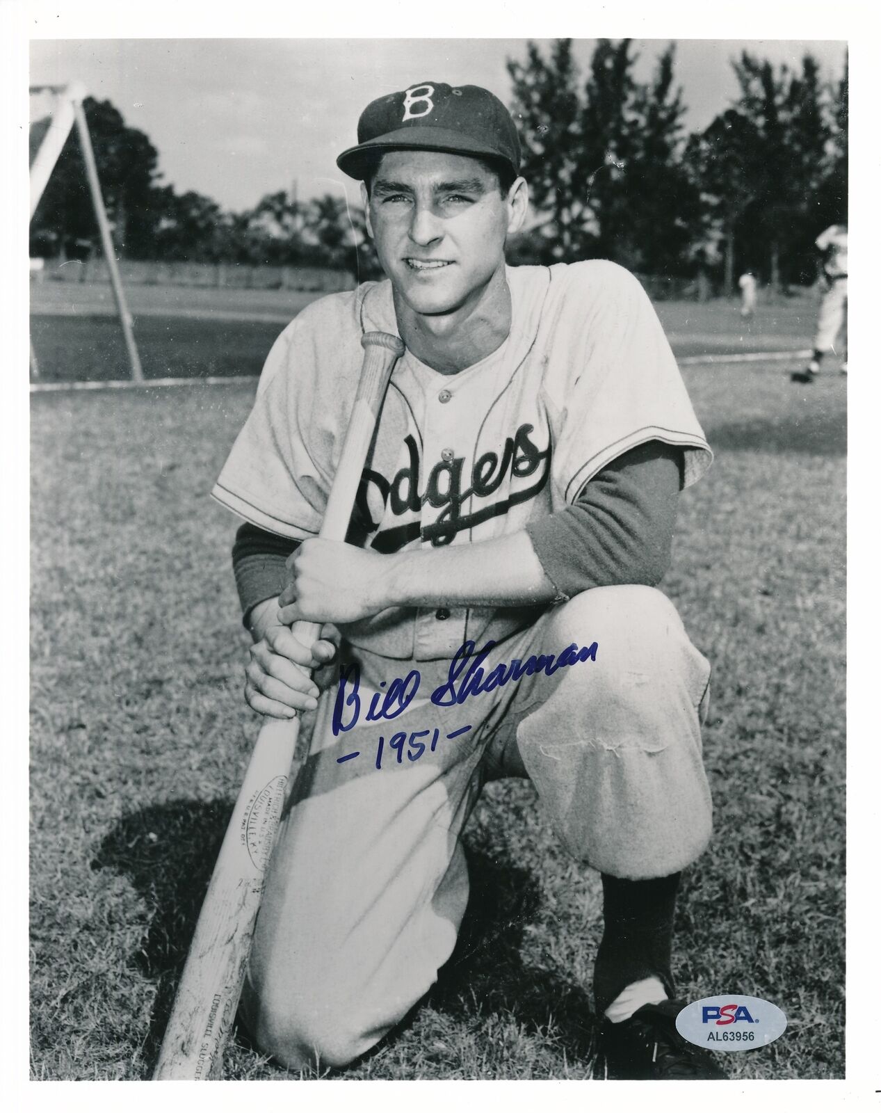 Bill Sharman Autographed/Inscribed 8x10 Photo Brooklyn Dodgers PSA/DNA 177901