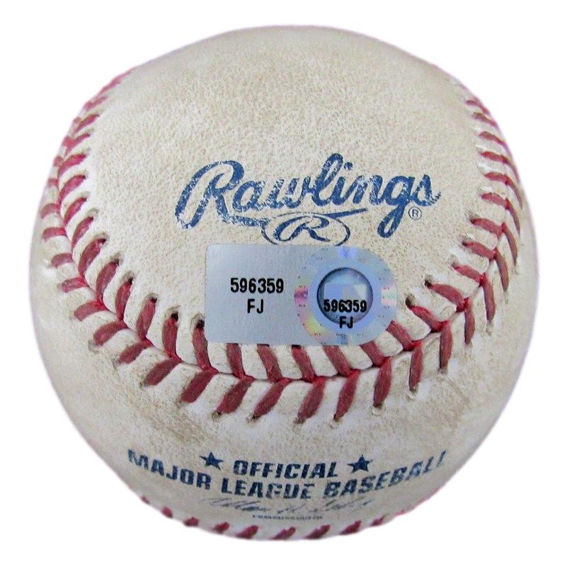 July 03, 2012 Game Used OML Baseball Angels vs. Indians MLB Hologram 181447