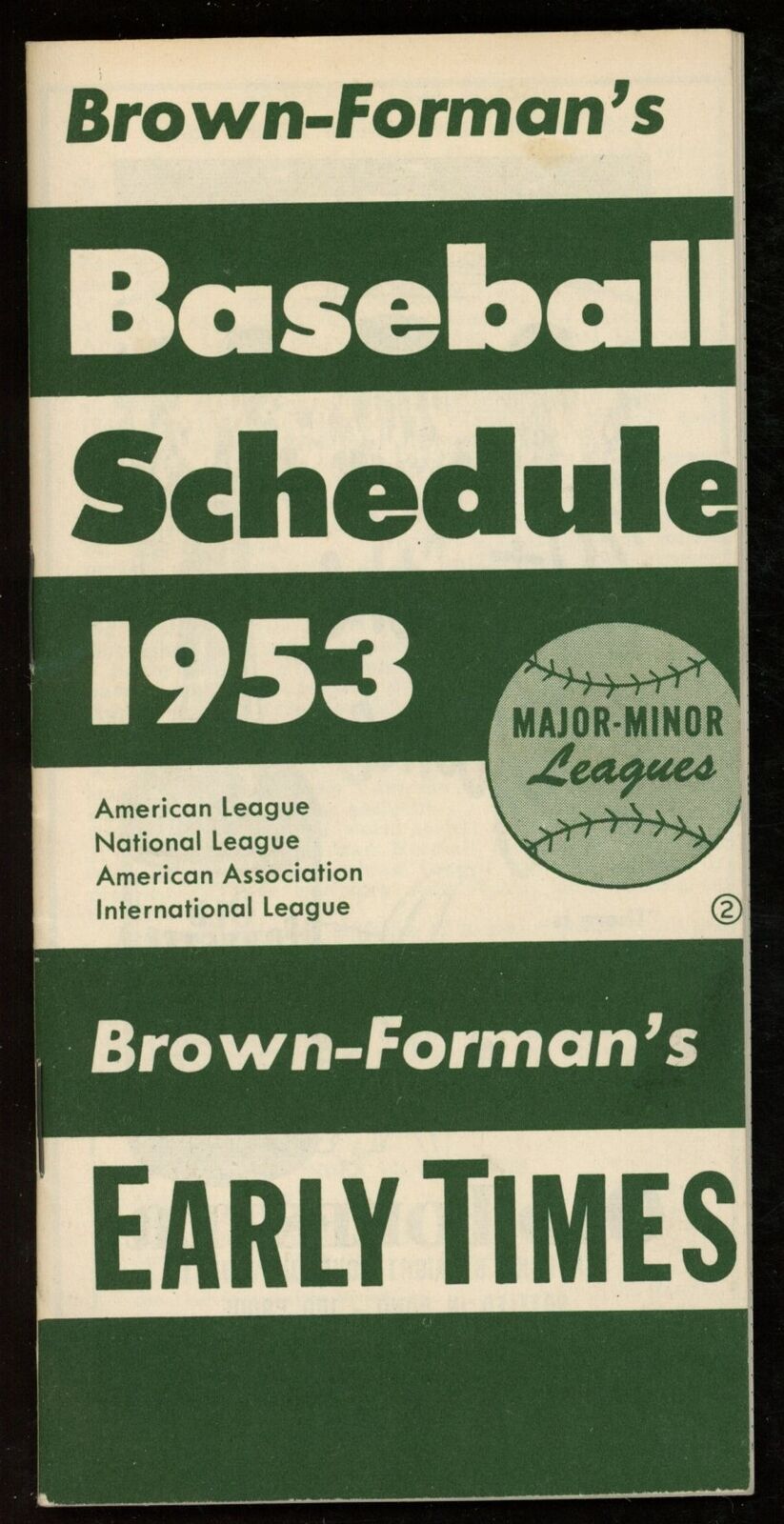 Brown-Forman's 1953 Baseball Major/Minor League 3x6 Pocket Schedule