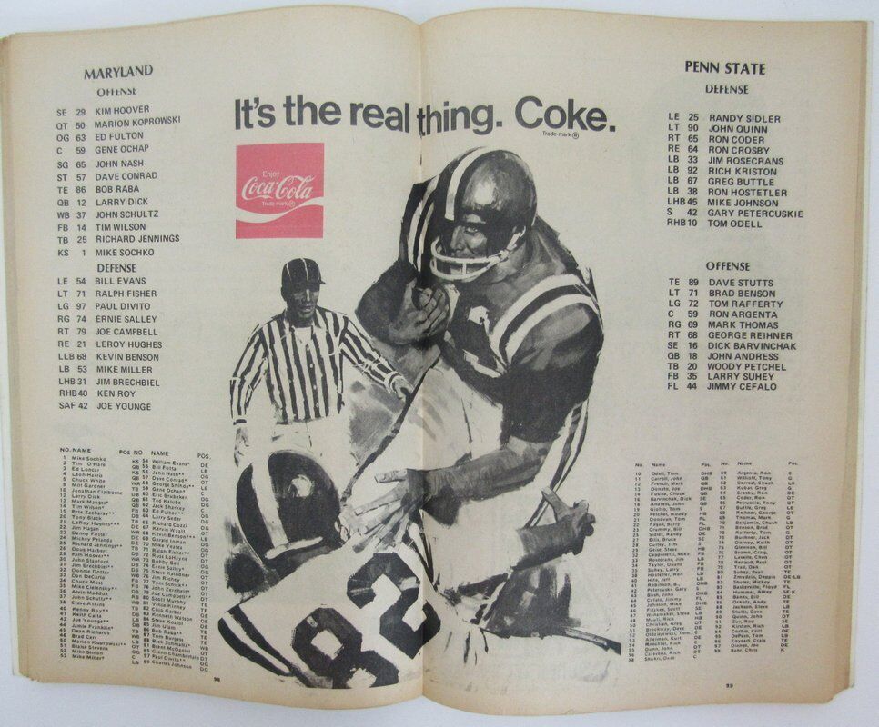 1975 Maryland vs. Penn State Nittany Lions Football Program 138493