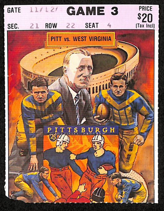 September 29, 1990 West Virginia vs. Pitt College Football Ticket  Stub 189887